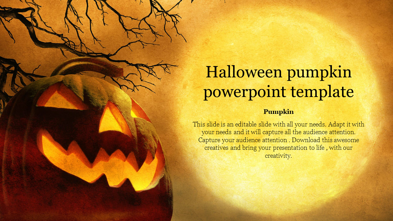 Halloween Pumpkin PowerPoint Template SlideEgg